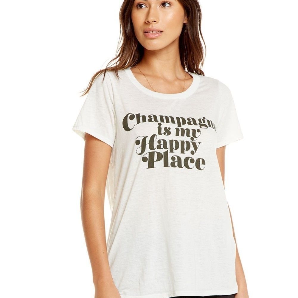 Chaser open Back Champagne is my happy place tee Size M, New With Tags!